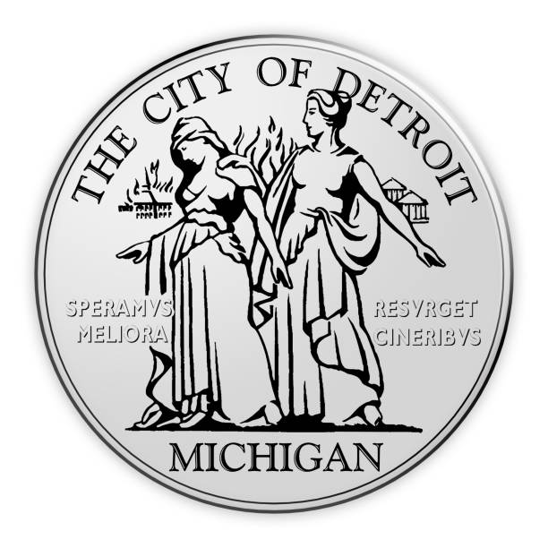 istock Detroit Seal Badge, 3d illustration on white background 1162931903