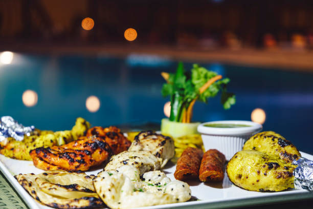 BBQ and Kebab variants served on platter