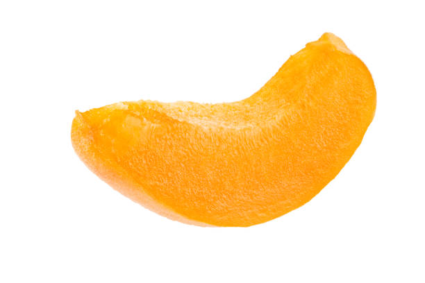 Sliced apricot, fruit slice, isolated on white background. With full depth of field.