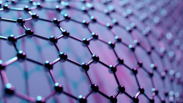 Structure of artificial hexagonal nano material. Nanotechnology concept. Looping animation.