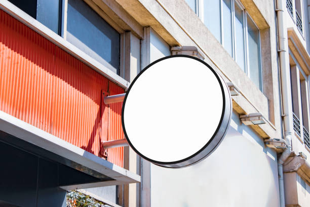 istock signboard mockup and template empty frame for logo and text on the background 1162943370