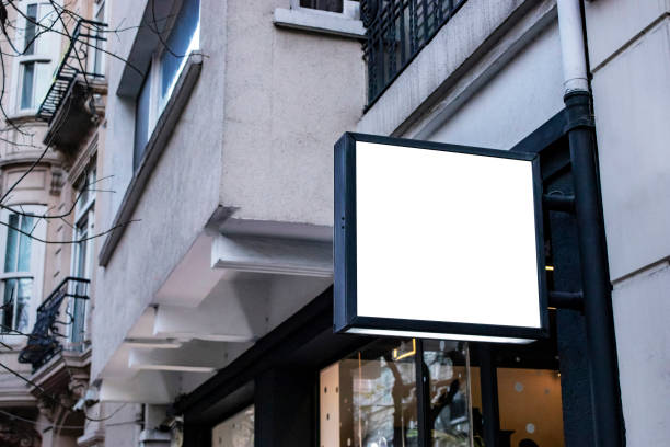 istock signboard mockup and template empty frame for logo and text on the background 1162943392