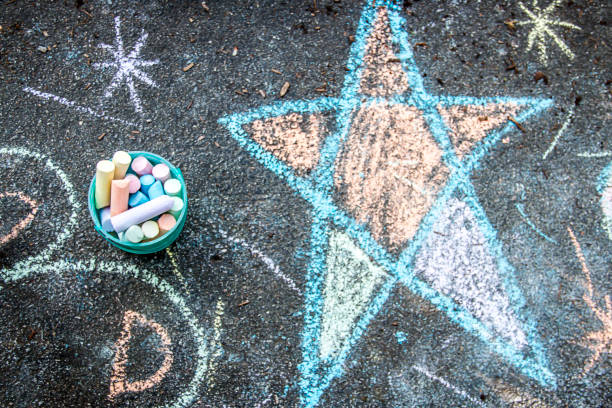 colorful chalk drawings on a sidewalk