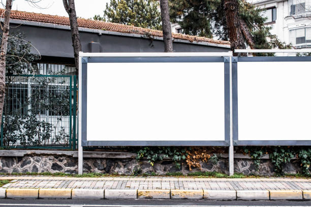 istock billboard blank mockup and template empty frame for logo or text on advertising poster screen background, modern flat style, outdoor banner advertisement 1162950719