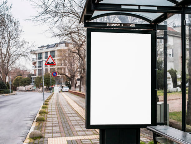istock billboard blank mockup and template empty frame for logo or text on advertising poster screen background, modern flat style, outdoor banner advertisement 1162951481