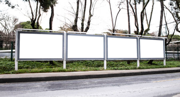 istock billboard blank mockup and template empty frame for logo or text on advertising poster screen background, modern flat style, outdoor banner advertisement 1162951609