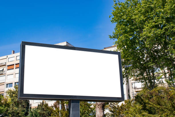 istock billboard blank mockup and template empty frame for logo or text on advertising poster screen background, modern flat style, outdoor banner advertisement 1162951625