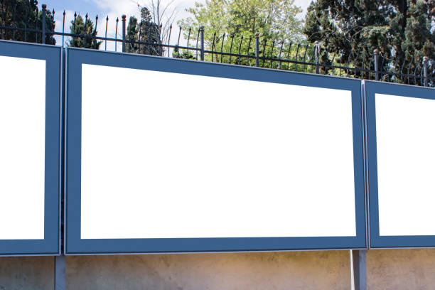 istock billboard blank mockup and template empty frame for logo or text on advertising poster screen background, modern flat style, outdoor banner advertisement 1162951857