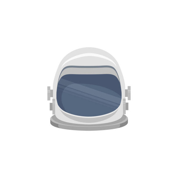 istock Flat illustration of an astronaut helmet. Front view. Space tourism. The object is separate from the background. Vector element 1162956139