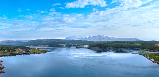 Fjord summer polar day view, Norway