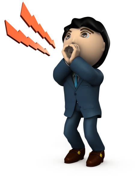 Asian young man shouting loudly. He is cheering on someone. White background. 3D illustration.