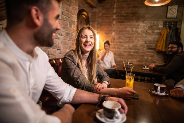 istock Couple enjoying good coffee on date 1162961460