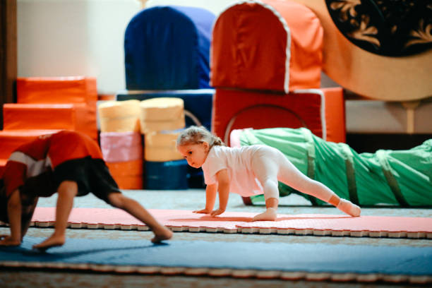 istock Happy girl during corrective gymnastics 1162961582