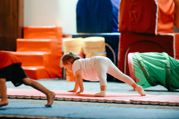 istock Happy girl during corrective gymnastics 1162962035
