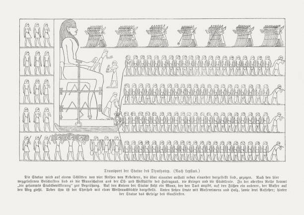 ilustrações de stock, clip art, desenhos animados e ícones de transportation of the colossal statue of djehutihotep, deir el-bersha, egypt - luxor