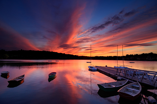 Sunset on Jamaica Pond, Jamaica Plain, Boston, Massachusetts