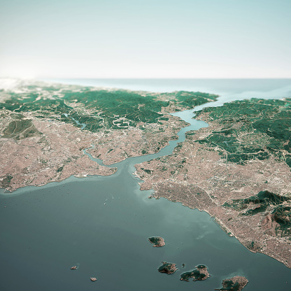 Estambul Turquía 3D Render Horizon vista aérea desde el sur oct 2018 photo