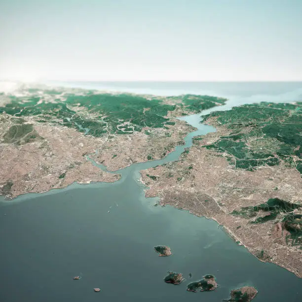 Photo of Istanbul Turkey 3D Render Horizon Aerial View From South Oct 2018
