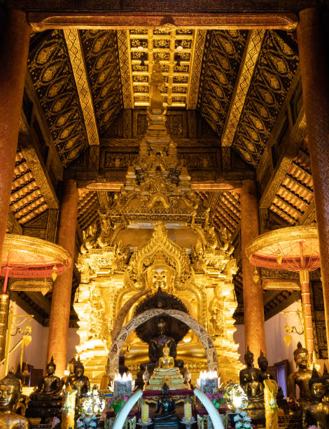 istock Golden Buddha statue in the ancient church. 1162979921