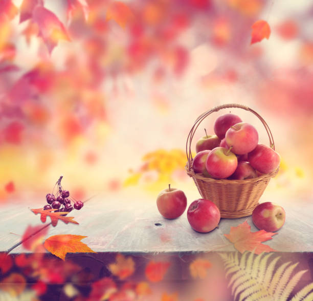 istock red apples in a basket and autumn leaves 1162982040