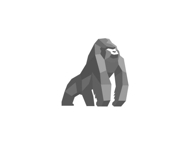 creative silverback logo design symbol wektorowy ilustracja - gorilla zoo animal silverback gorilla stock illustrations
