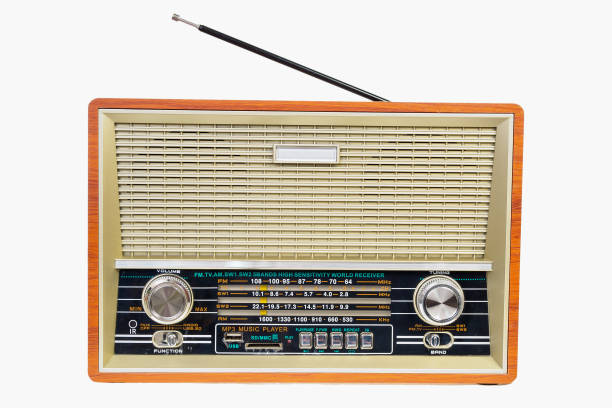 istock Old-fashioned vintage radio isolated on a white background 1162985003