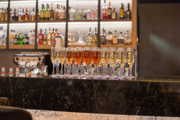 istock Champagne glasses in a bar 1162985614