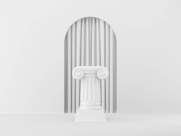 istock Abstract podium column on the white background with arch. The victory pedestal is a minimalist concept. 3D rendering. 1162990476