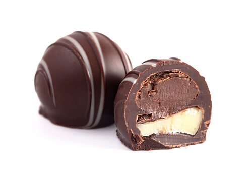 Dark Chocolate Truffles Isolated on a White Backgroun
