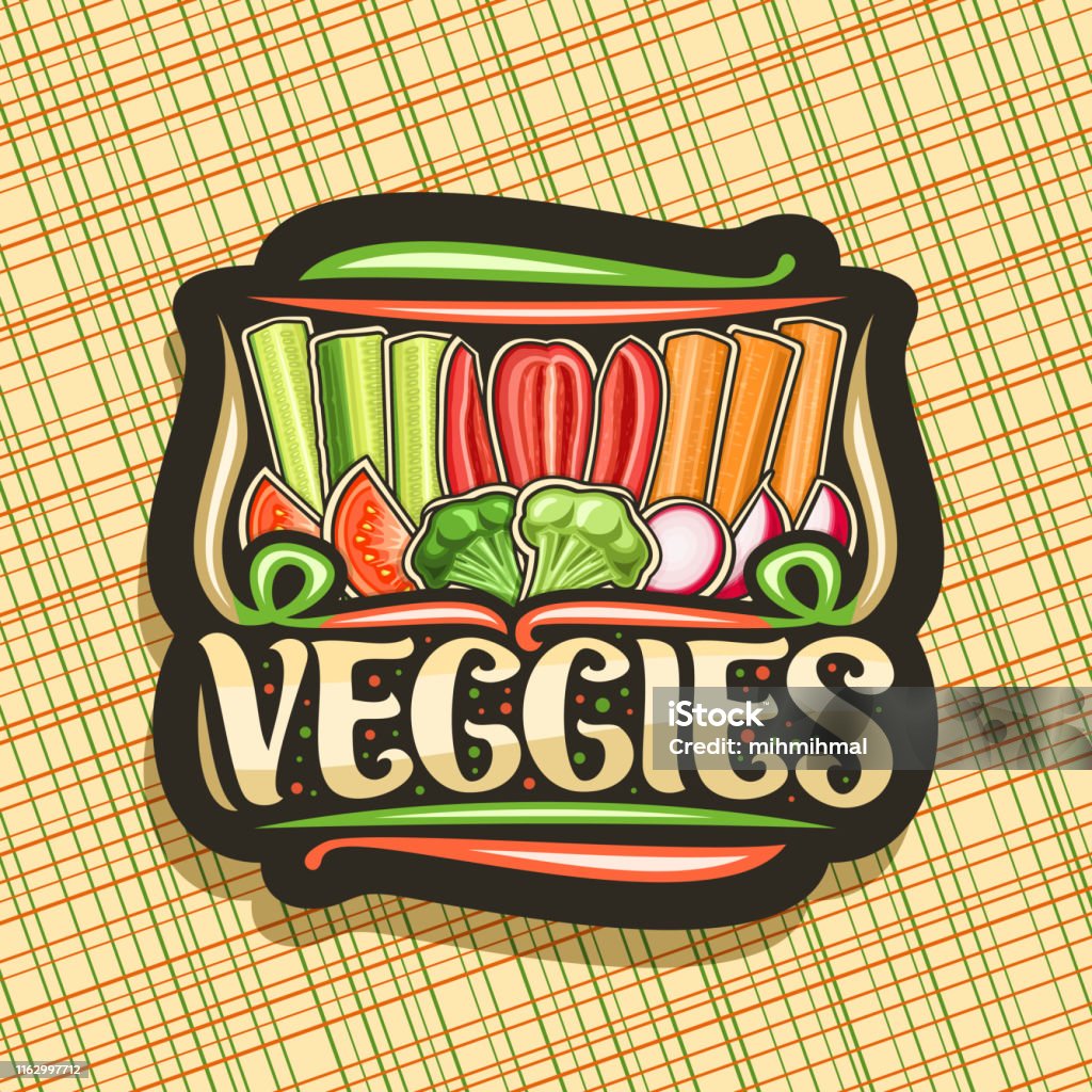 Vector Veggies Sign Vector Label For Veggies Stock Illustration - Download Image Now ...