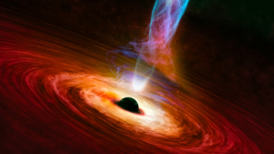 Abstract space wallpaper. Black hole with nebula over colorful stars and cloud fields in outer space. Elements of this image furnished by NASA.

/urls:
https://images-assets.nasa.gov/image/PIA16695/PIA16695~orig.jpg
(https://images.nasa.gov/details-PIA16695.html)
https://images.nasa.gov/details-PIA22085.html
https://solarsystem.nasa.gov/resources/15677/peering-into-the-storm-raw-image/