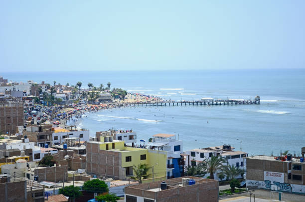 beach city ocean sky bay clouds beach city ocean sky bay clouds trujillo peru stock pictures, royalty-free photos & images