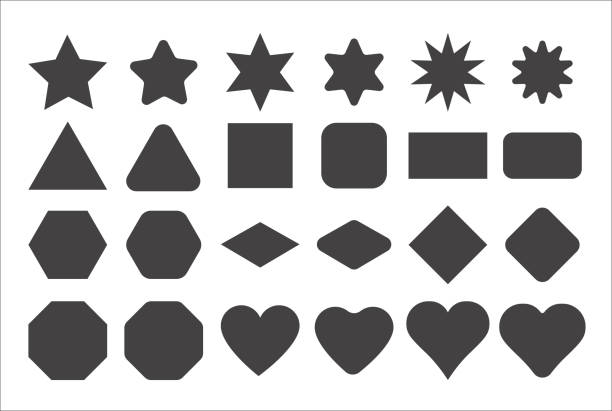 основные элементы формы с острыми и закругленными краями векторного набора. - треугольник stock illustrations