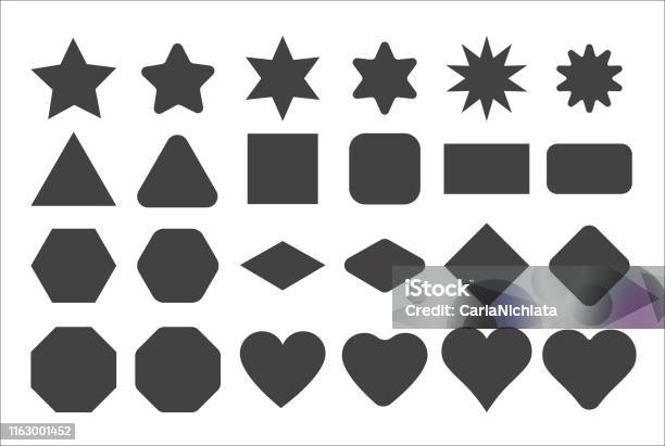 Basic Shape Elements With Sharp And Rounded Edges Vector Set Stock ...