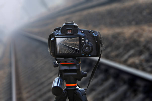 vue de perspective de voie de chemin de fer - railroad junction audio photos et images de collection