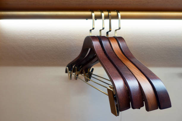 istock Close up of empty plastic hangers 1163009130