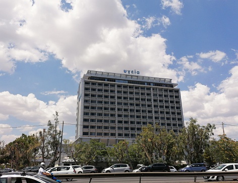 Athens,Greece-July 19,2019.Image shows the building of Hygeia hospital at Maroussi Athens.