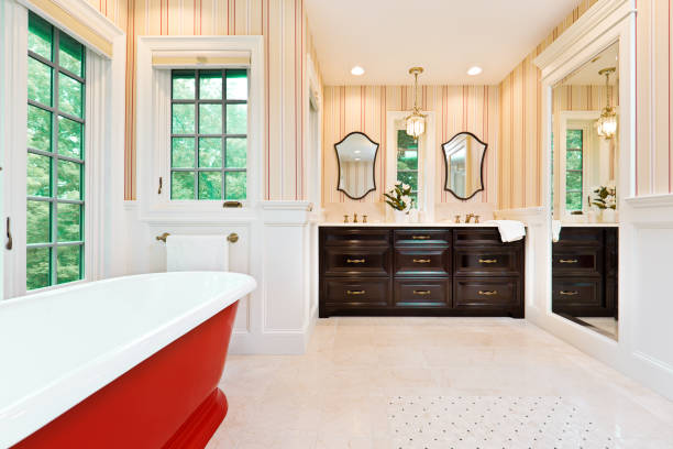 istock Contemporary Bathroom Design with Freestanding Iron Bathtub 1163014135