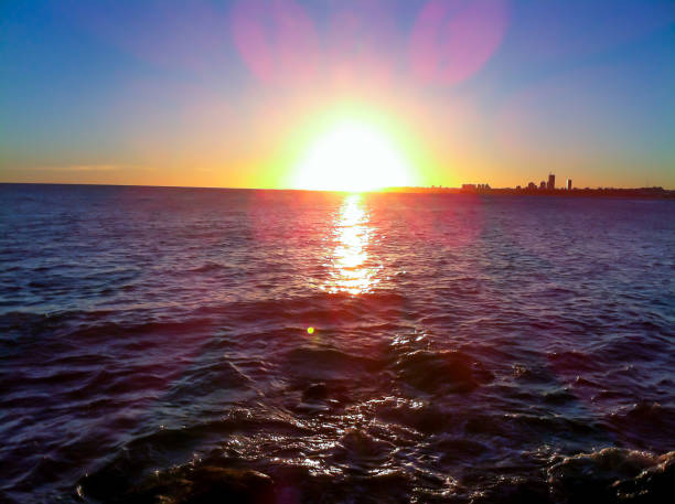 Rocky coast in the city