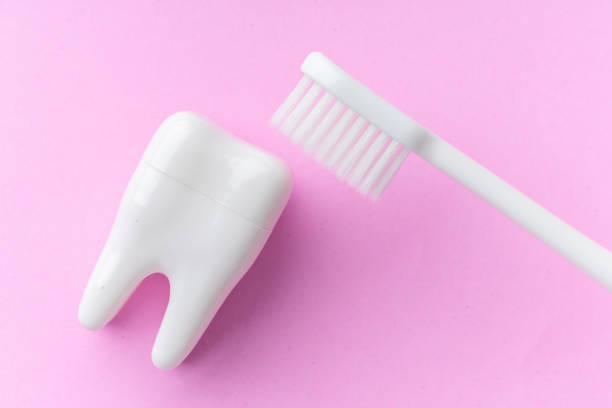 istock Dental equipments from the top view, flat lay in the studio 1163015663