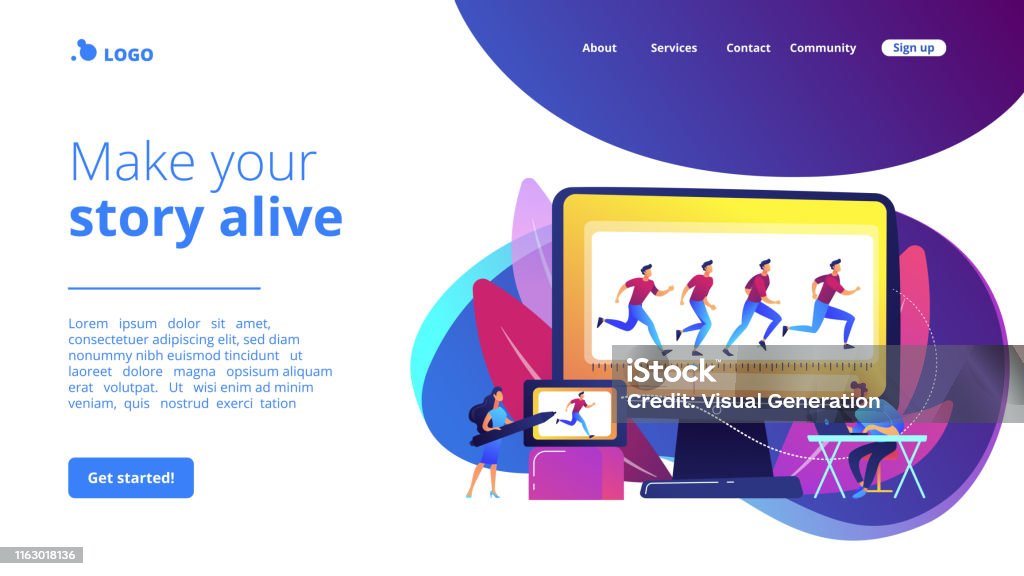 Computer Animation Concept Landing Page Stock Illustration - Download Image  Now - Business, Cartoon, Animal - iStock