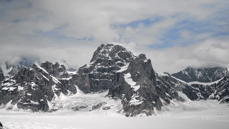 Snow Capped Mountain Peak and Glacier Denali National Park