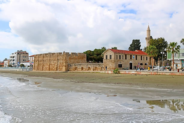 Larnaca, Cyprus - March 02, 2019: Larnaca Castle on Finikoudes boulevard