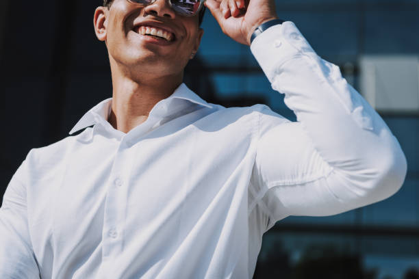 istock Cheerful white collar is relaxing during break outdoor 1163022164