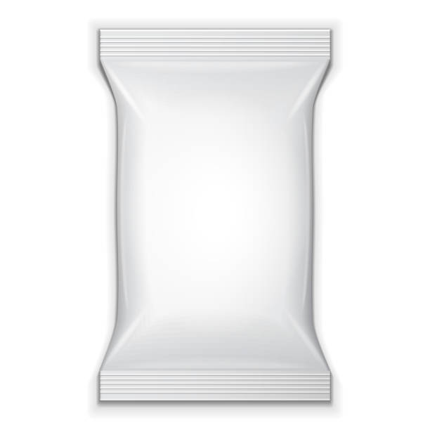 istock Blank Foil Food Snack Sachet Bag Packaging For Sweets, Chips, Cookies Or Candy. Mock Up Template. Illustration Isolated On White Background. Ready For Your Design. Product Packaging. Vector 1163022271