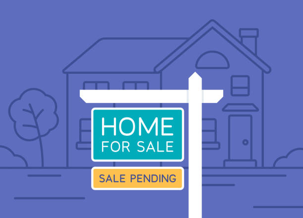 Home For Sale Real Estate Home for sale real estate house sales illustration sign. selling stock illustrations