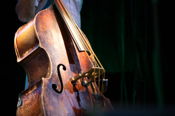 Double Bass (Kontrabass) on stage Double Bass (Kontrabass) on stage big band jazz stock pictures, royalty-free photos & images