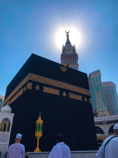 The Kaaba in The Haram Mosque of Mecca Makkah, Saudi Arabia -April, 2019:Muslim Pilgrims at The Kaaba in The Haram Mosque of Mecca, Saudi Arabia. al masjid an nabawi photos stock pictures, royalty-free photos & images