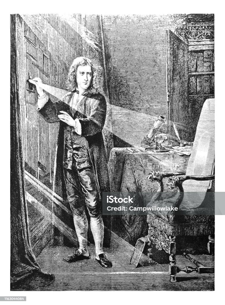 Antique Illustration Isaac Newton Analysing The Ray Of Stock Illustration - Download Image Now -