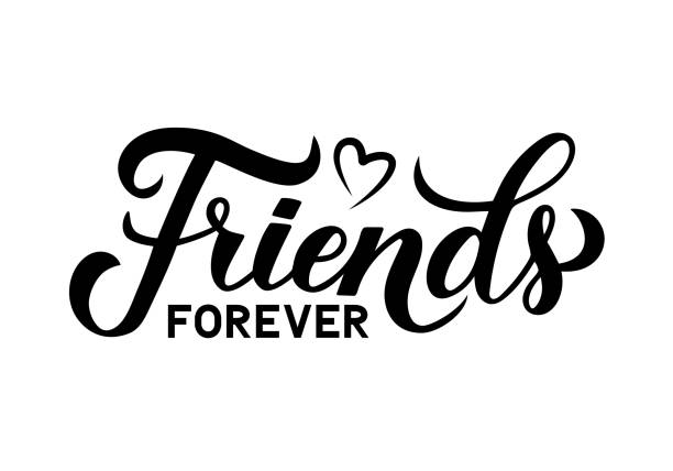 Friends forever calligraphy hand lettering isolated on white. Friendship Day inspirational quote.  Vector template for greeting card, typography poster, banner, flyer, t-shot, etc. Friends forever calligraphy hand lettering isolated on white. Friendship Day inspirational quote.  Vector template for greeting card, typography poster, banner, flyer, t-shot, etc. forever friends stock illustrations